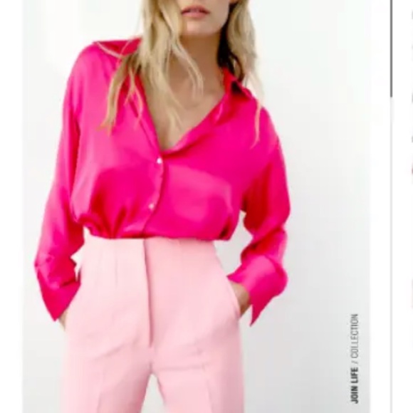 New Zara Pink High waisted Trousers Size XS - Picture 8 of 11